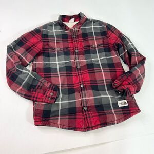 The North Face Jacket Mens Small Red & Blac Plaid Sherpa Campshire Flannel Shirt